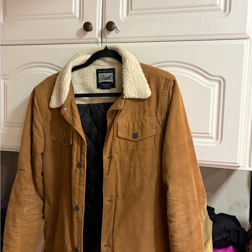 Tan Jean Jacket with Sherpa Lining